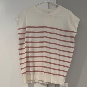 Striped Sleeveless Top - Cream and Rose